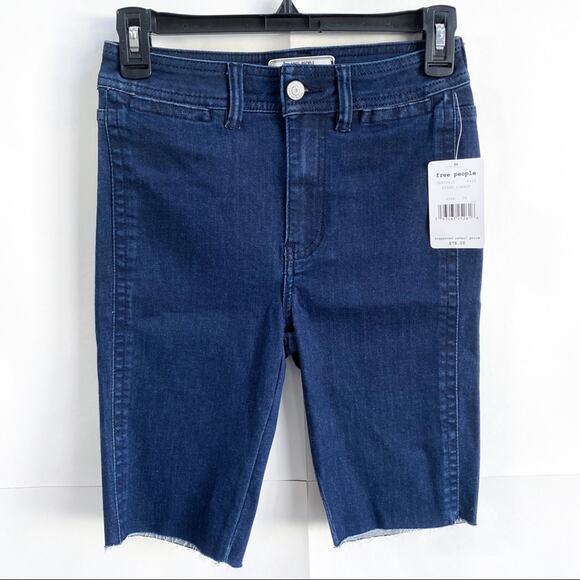 NWT Free People So Chic Biker Shorts Cobalt Denim - Picture 4 of 9